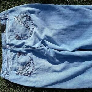 Y2K Angel Wing Pocket Denim Shorts